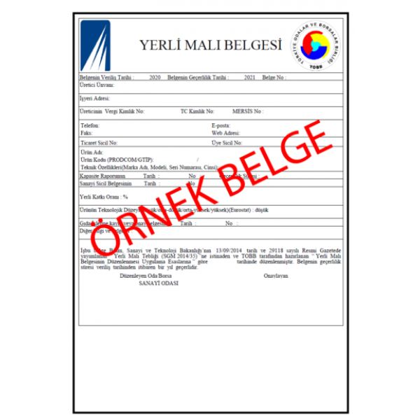 Yerli Malı Belgesi Hizmeti